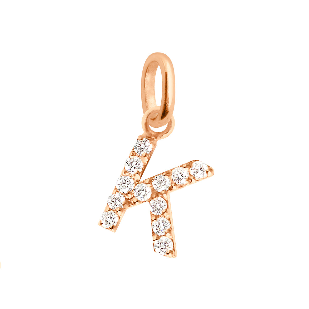 Gigi Clozeau - Lucky Letter K Diamond Pendant, Rose Gold