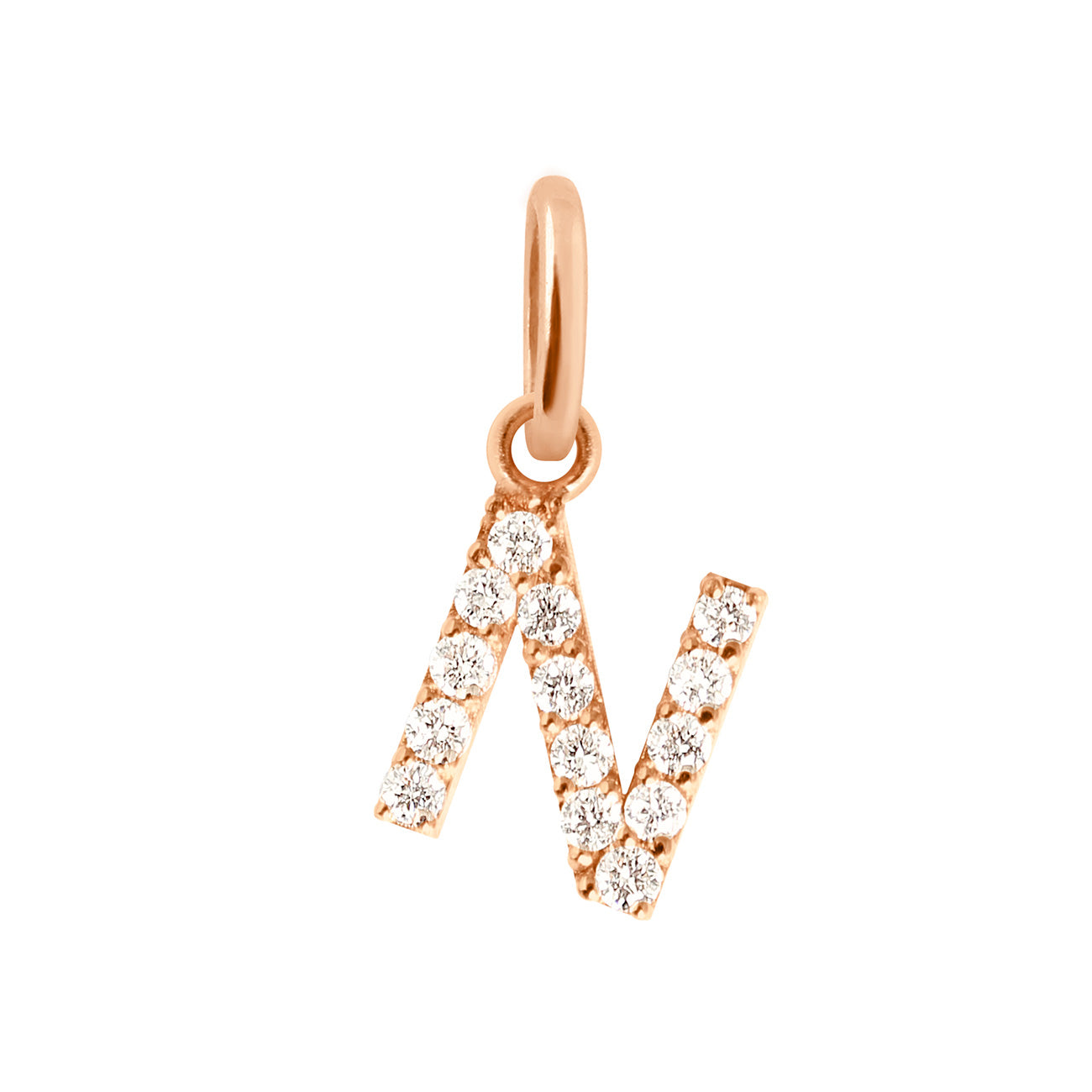 Gigi Clozeau - Lucky Letter N Diamond Pendant, Rose Gold