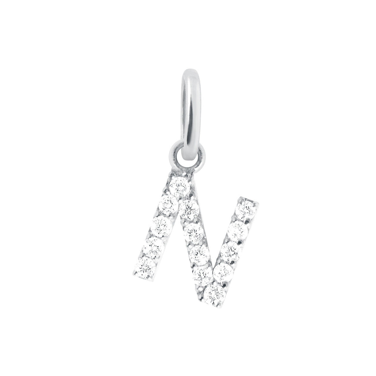 Gigi Clozeau - Lucky Letter N Diamond Pendant, White Gold