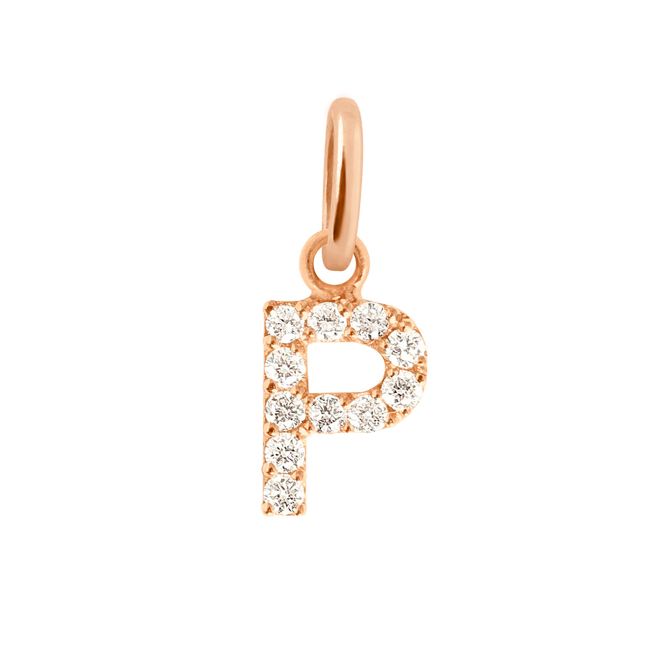 Lucky Letter P Diamond Pendant Rose Gold Gigi Clozeau Jewelry