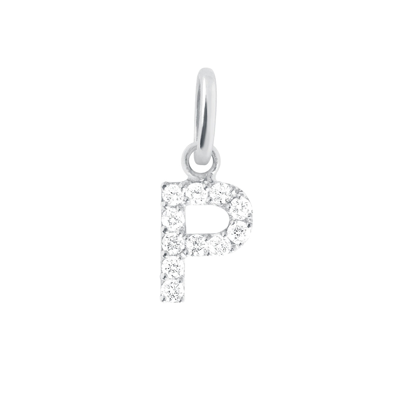 Gigi Clozeau - Lucky Letter P Diamond Pendant, White Gold