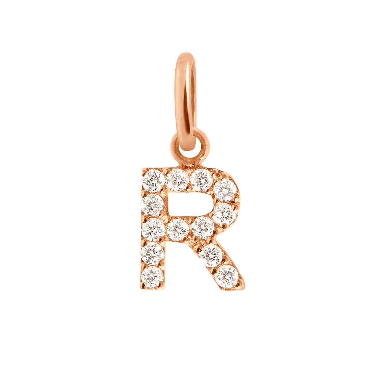 Gigi Clozeau - Lucky Letter R Diamond Pendant, Rose Gold