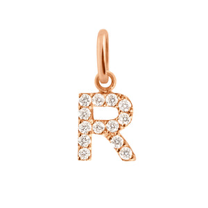 Gigi Clozeau - Lucky Letter R Diamond Pendant, Rose Gold