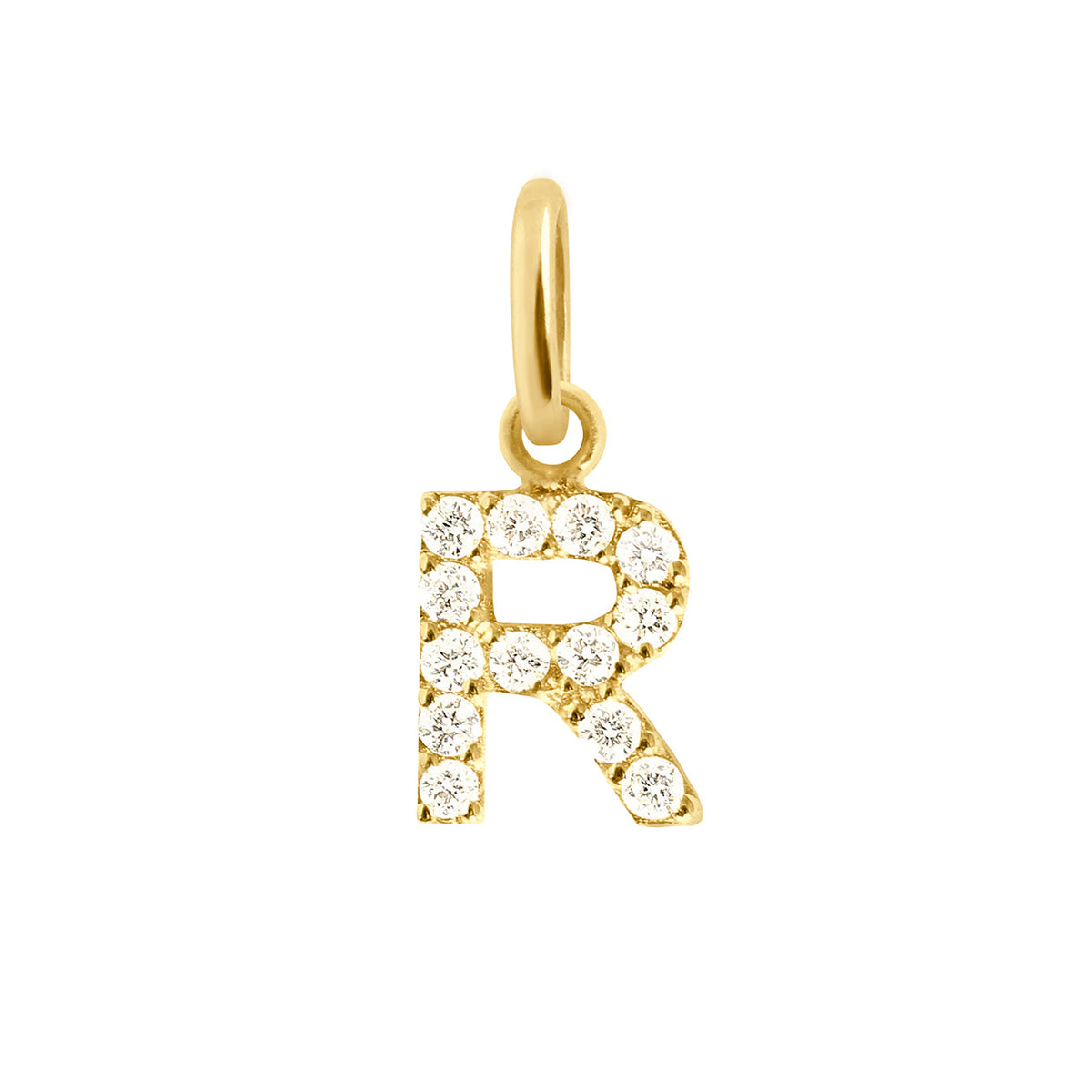 Lucky Letter R Diamond Pendant, Yellow Gold | Gigi Clozeau - Luxury ...