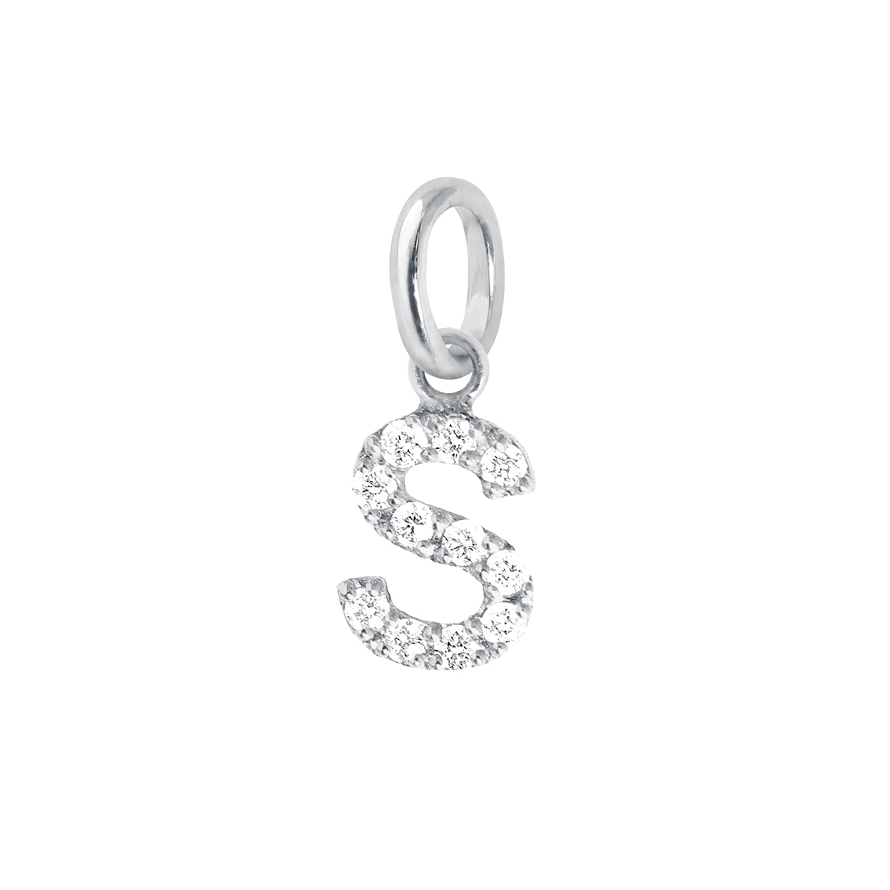 Gigi Clozeau - Lucky Letter S Diamond Pendant, White Gold