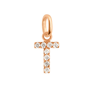Gigi Clozeau - Lucky Letter T Diamond Pendant, Rose Gold