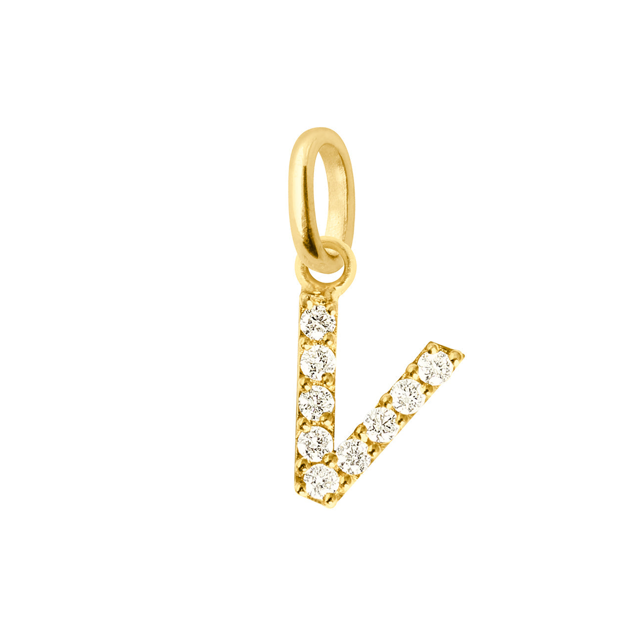 Gigi Clozeau - Lucky Letter V Diamond Pendant, Yellow Gold