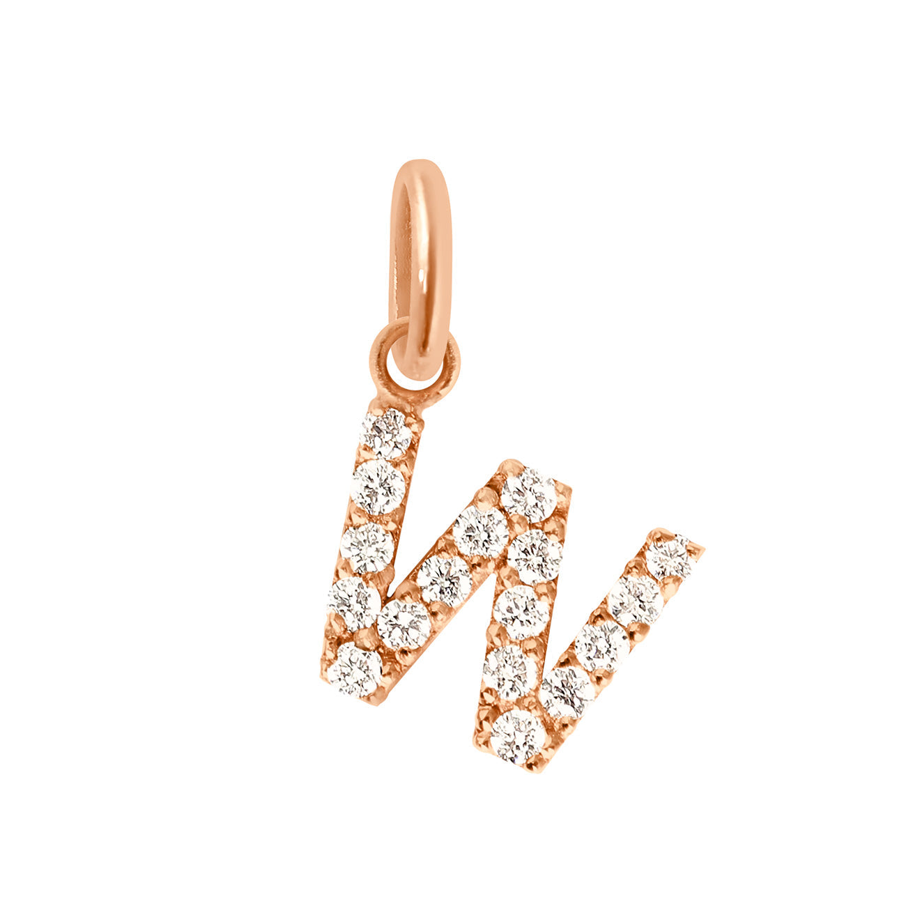 Gigi Clozeau - Lucky Letter W Diamond Pendant, Rose Gold