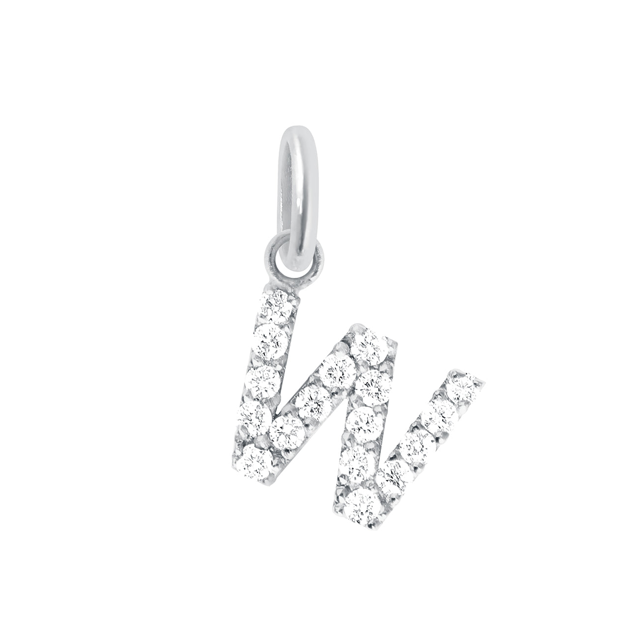 Gigi Clozeau - Lucky Letter W Diamond Pendant, White Gold