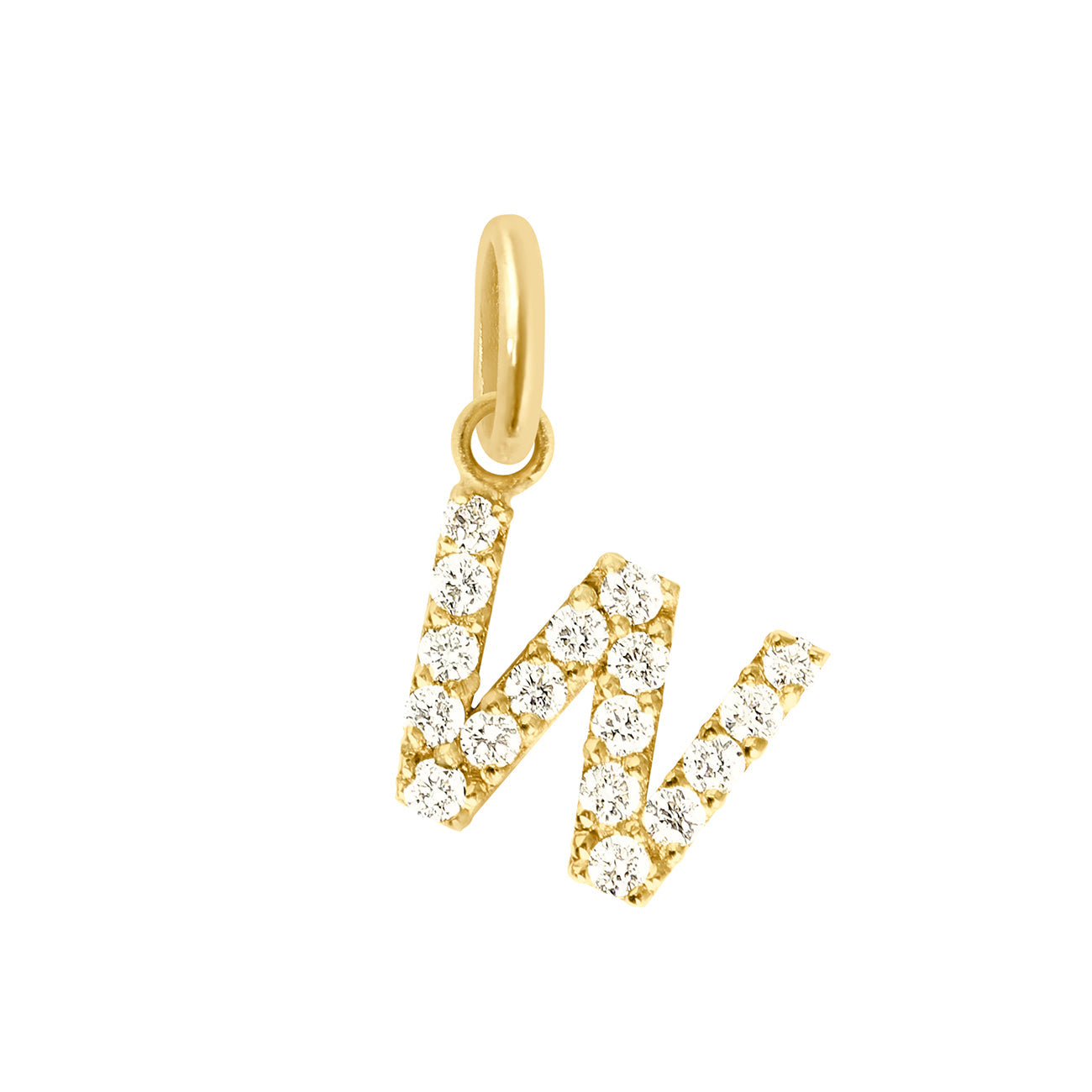 Gigi Clozeau - Lucky Letter W Diamond Pendant, Yellow Gold