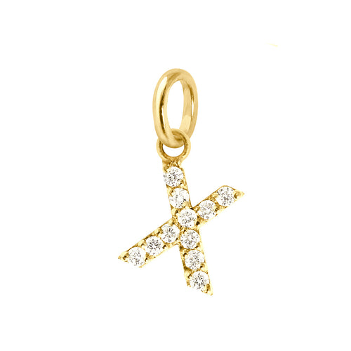 Gigi Clozeau - Lucky Letter X Diamond Pendant, Yellow Gold
