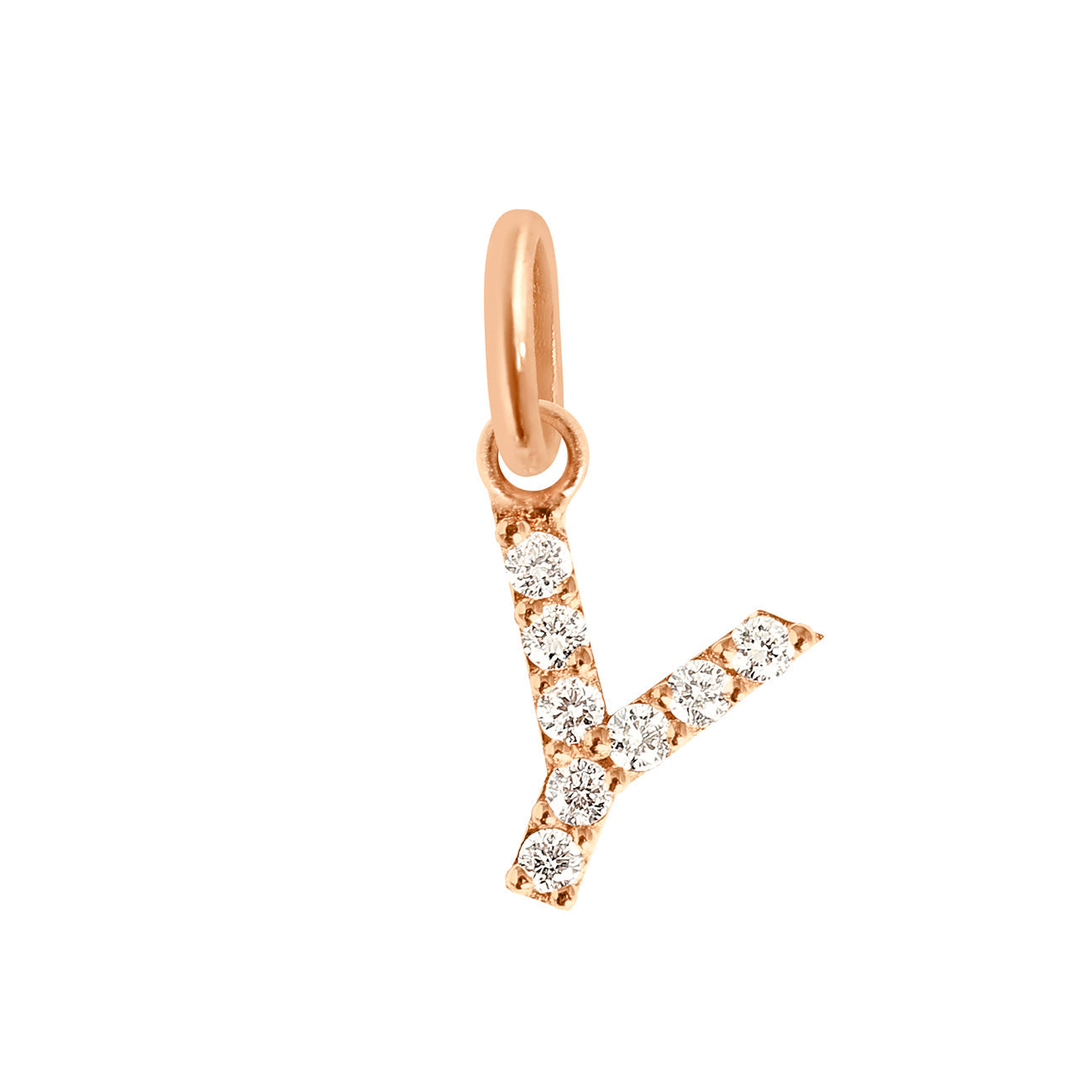 Gigi Clozeau - Lucky Letter Y Diamond Pendant, Rose Gold