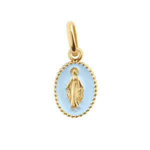 Gigi Clozeau - Madone Baby Blue Resin pendant, Yellow gold