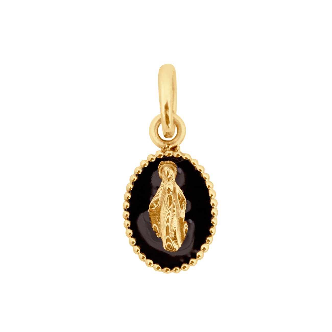 Gigi Clozeau - Madone Black Resin pendant, Yellow gold
