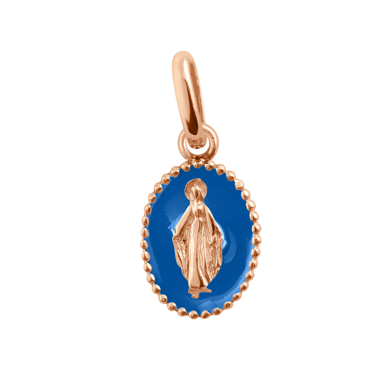 Gigi Clozeau - Madone Blue Resin pendant, Rose Gold