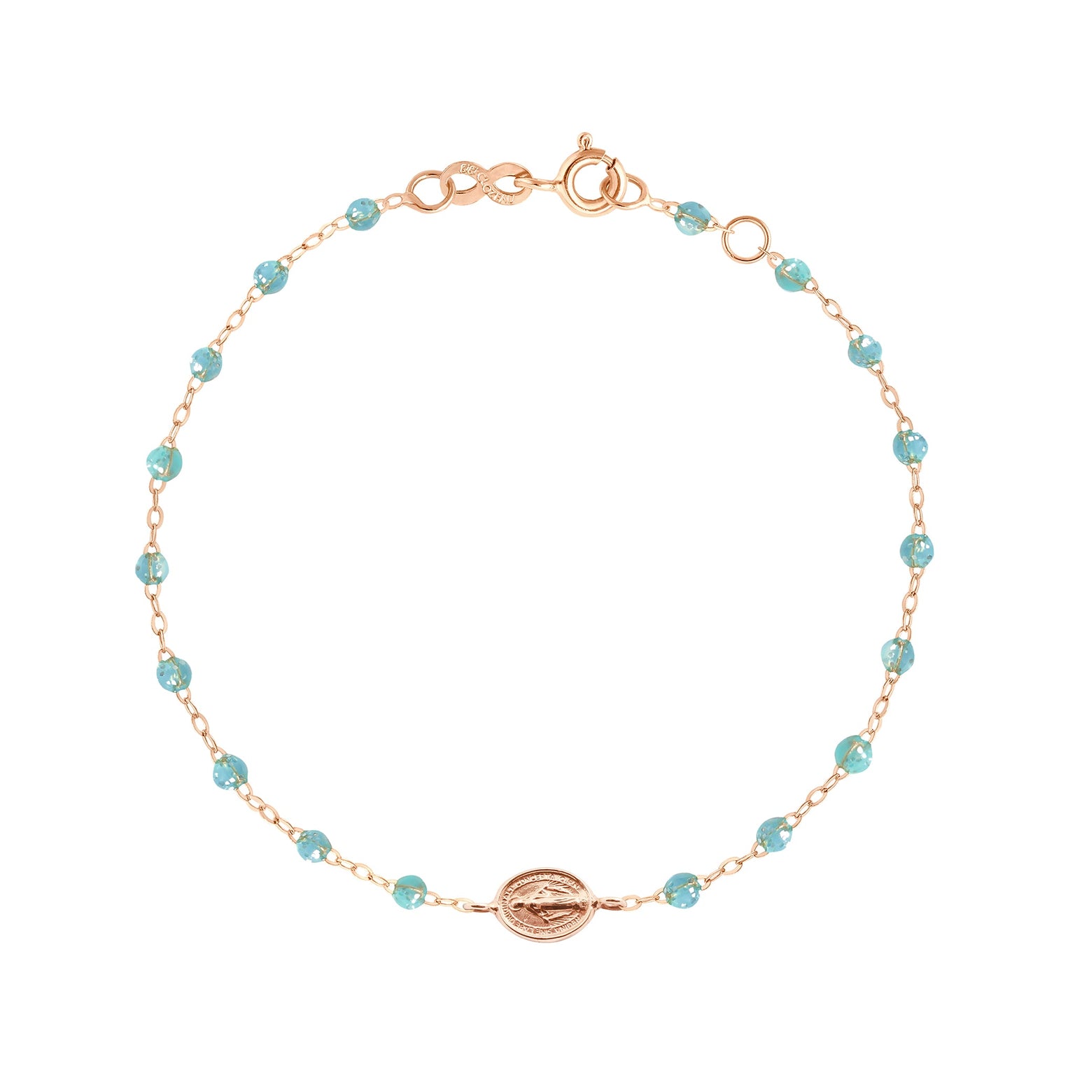 Gigi Clozeau - Madone Charm Classic Gigi Aqua bracelet, Rose Gold, 6.7"