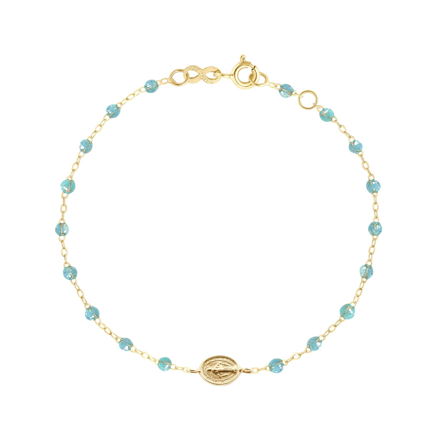 Gigi Clozeau - Madone Charm Classic Gigi Aqua bracelet, Yellow Gold, 6.7"