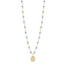 Gigi Clozeau - Madone Charm Classic Gigi Aqua necklace, Yellow Gold, 16.5"