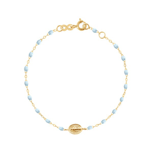 Gigi Clozeau - Madone Charm Classic Gigi Baby Blue bracelet, Yellow Gold, 6.7"