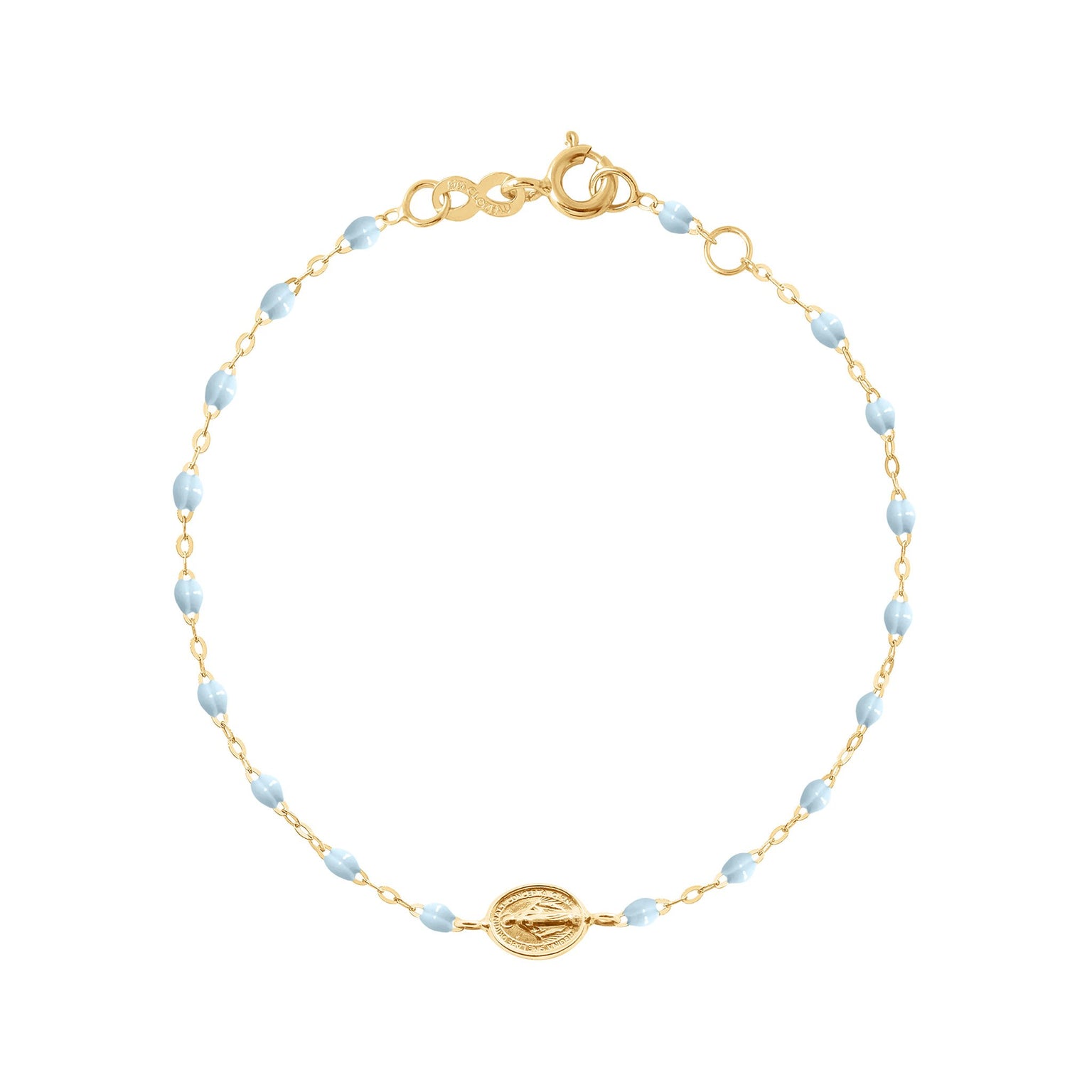 Gigi Clozeau - Madone Charm Classic Gigi Baby Blue bracelet, Yellow Gold, 6.7"