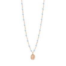Gigi Clozeau - Madone Charm Classic Gigi Baby Blue necklace, Rose Gold, 16.5"