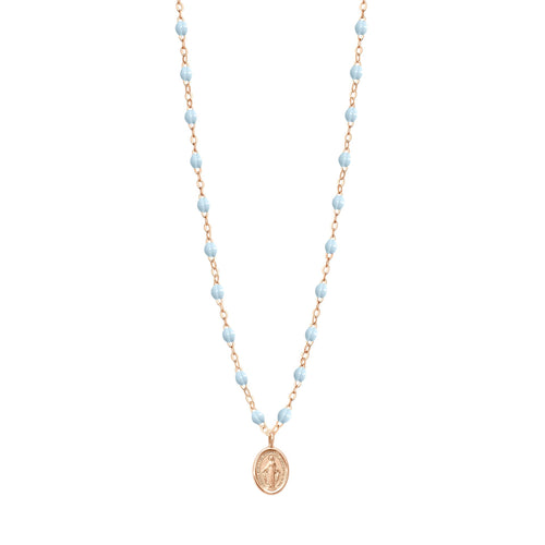 Gigi Clozeau - Madone Charm Classic Gigi Baby Blue necklace, Rose Gold, 16.5