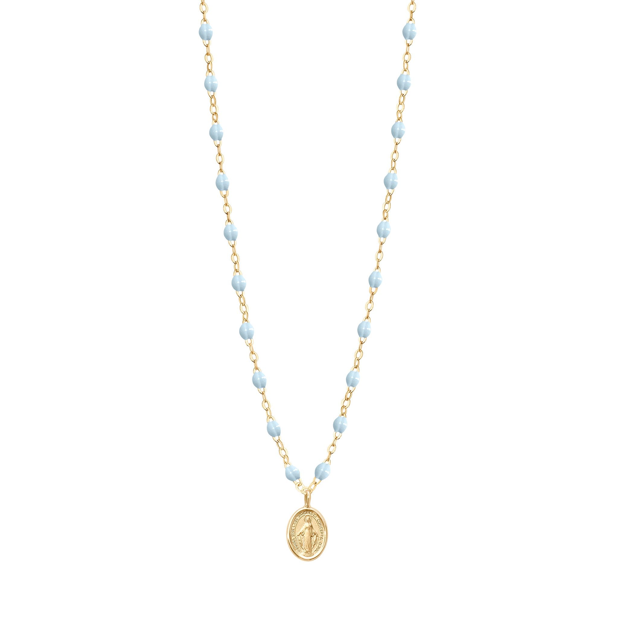Gigi Clozeau - Madone Charm Classic Gigi Baby Blue necklace, Yellow Gold, 16.5"