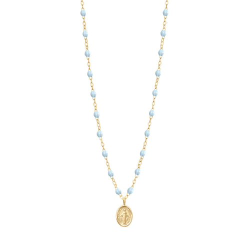 Gigi Clozeau - Madone Charm Classic Gigi Baby Blue necklace, Yellow Gold, 16.5