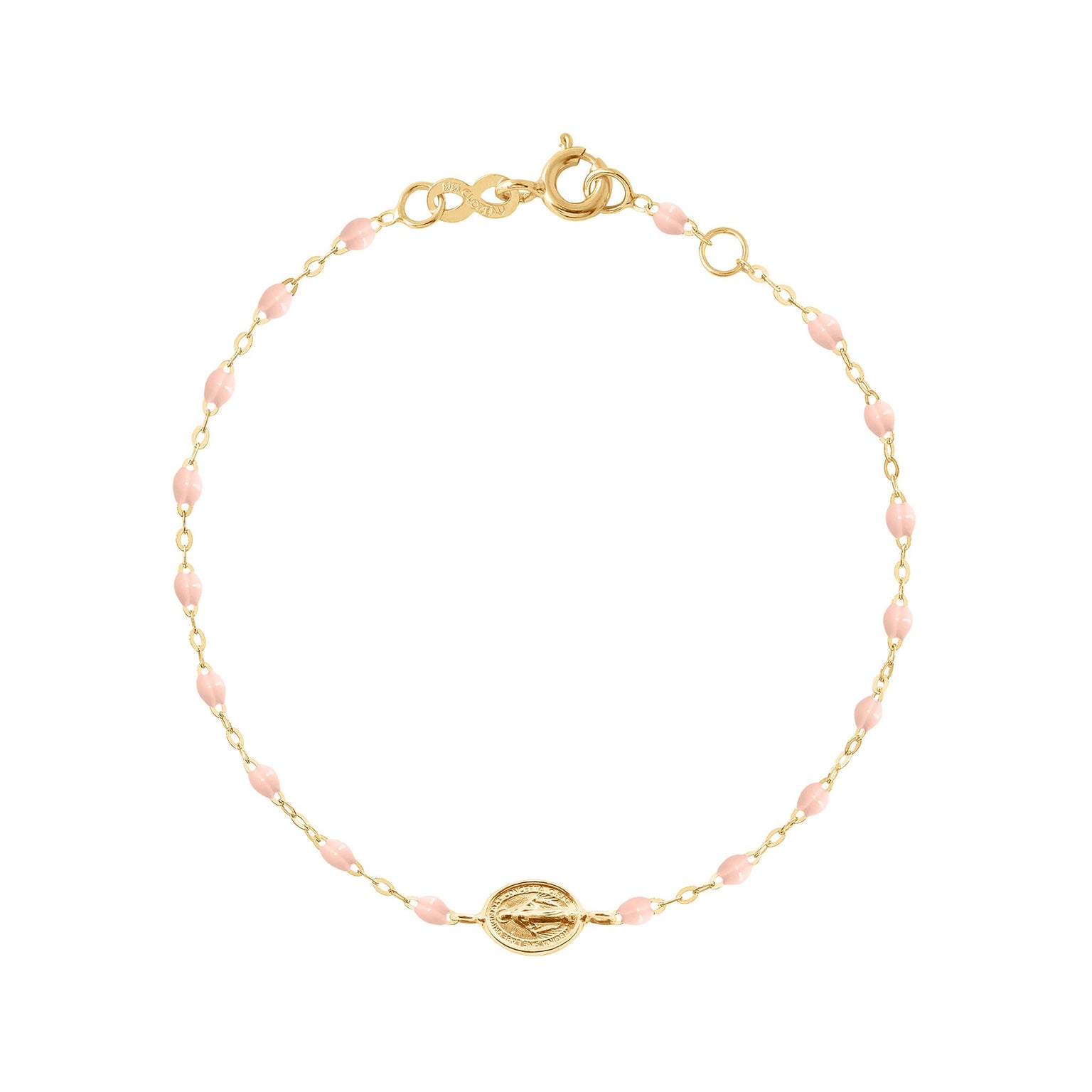 Gigi Clozeau - Madone Charm Classic Gigi Baby Pink bracelet, Yellow Gold, 6.7"