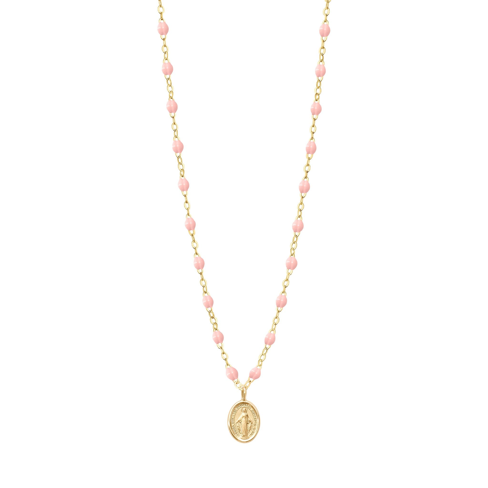 Gigi Clozeau - Madone Charm Classic Gigi Baby Pink necklace, Yellow Gold, 16.5"