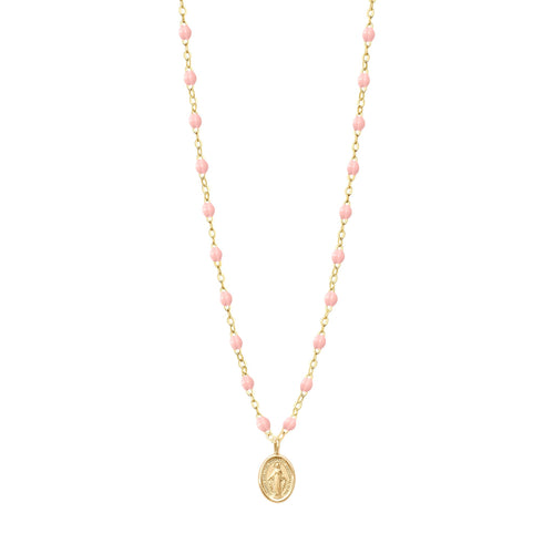 Gigi Clozeau - Madone Charm Classic Gigi Baby Pink necklace, Yellow Gold, 16.5
