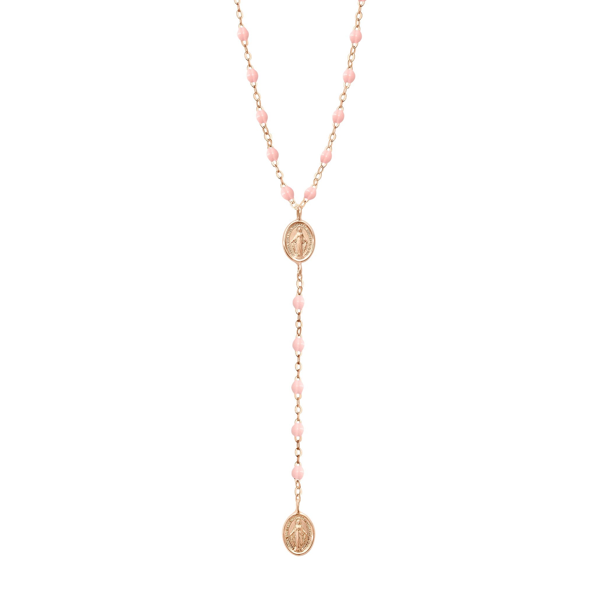 Gigi Clozeau - Madone Charm Classic Gigi Baby Pink rosary, Rose Gold, 16.5"