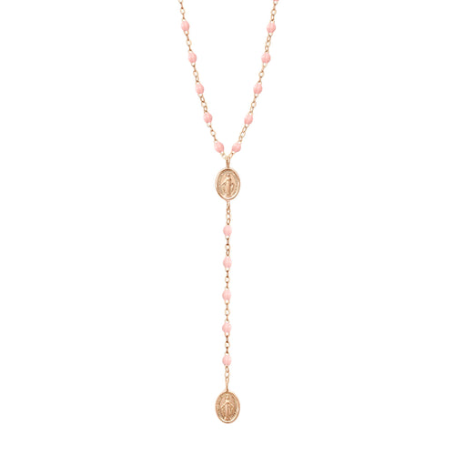Gigi Clozeau - Madone Charm Classic Gigi Baby Pink rosary, Rose Gold, 16.5