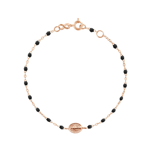 Gigi Clozeau - Madone Charm Classic Gigi Black bracelet, Rose Gold, 6.7