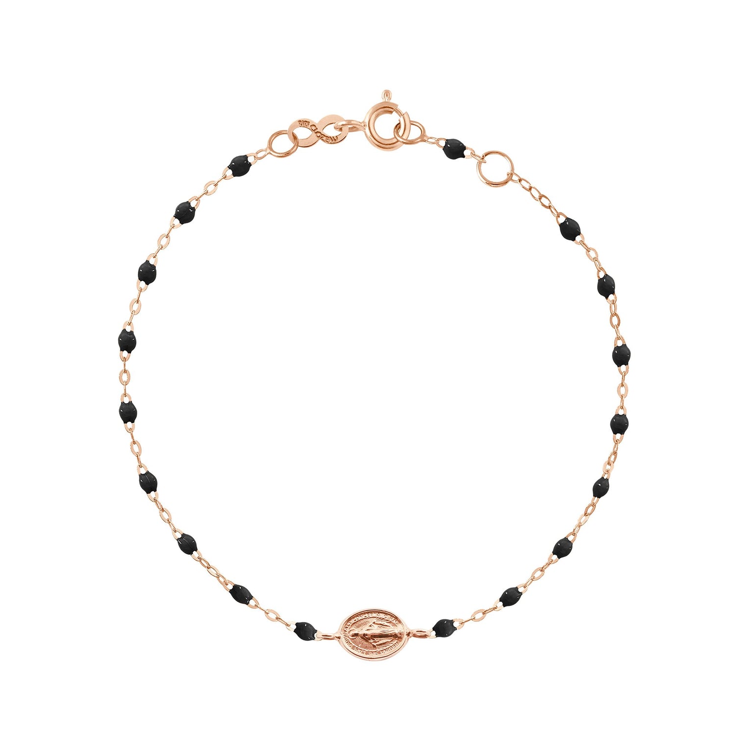 Gigi Clozeau - Madone Charm Classic Gigi Black bracelet, Rose Gold, 6.7"