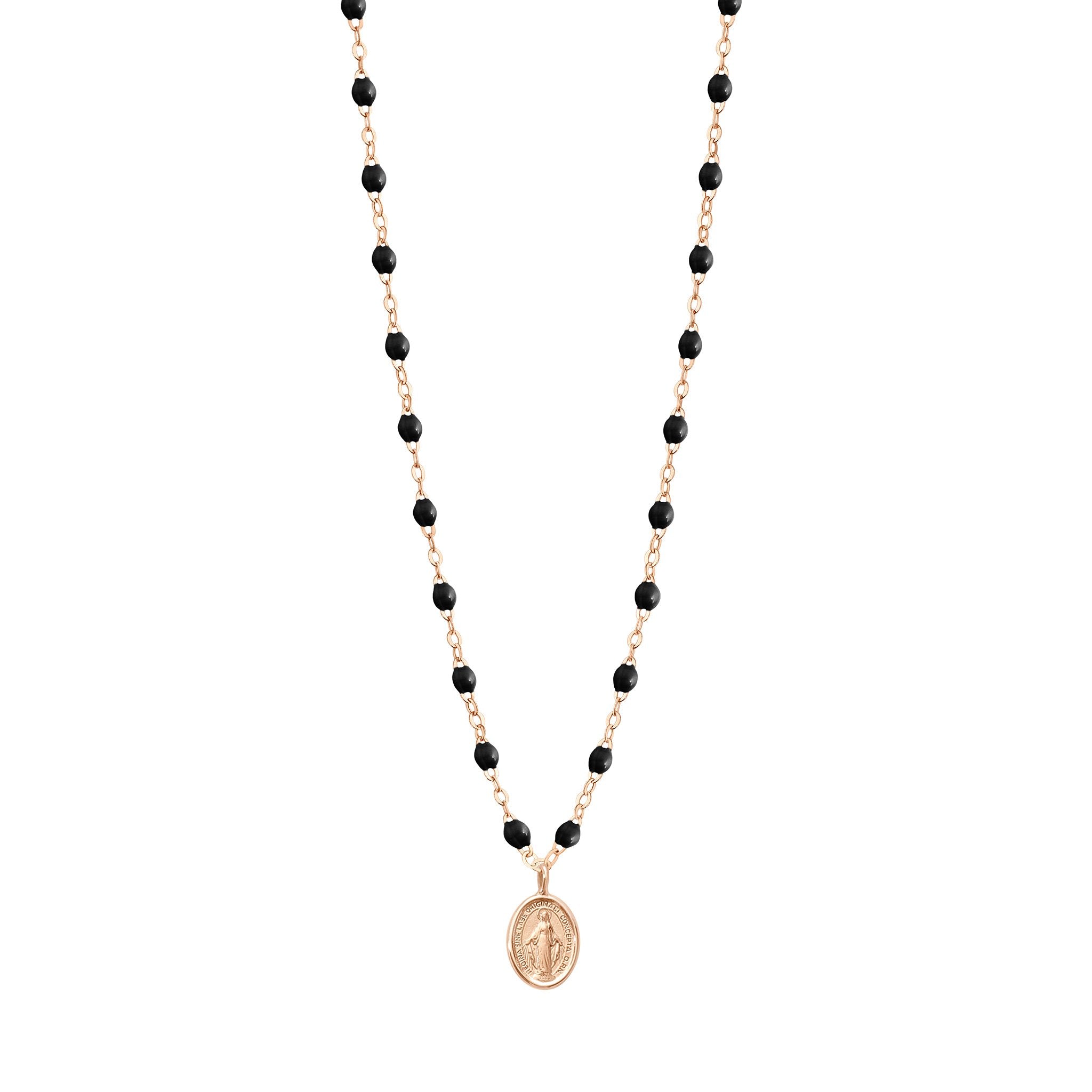 Gigi Clozeau - Madone Charm Classic Gigi Black necklace, Rose Gold, 16.5"