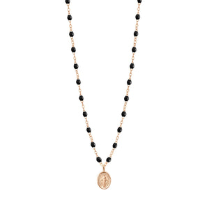 Gigi Clozeau - Madone Charm Classic Gigi Black necklace, Rose Gold, 16.5"