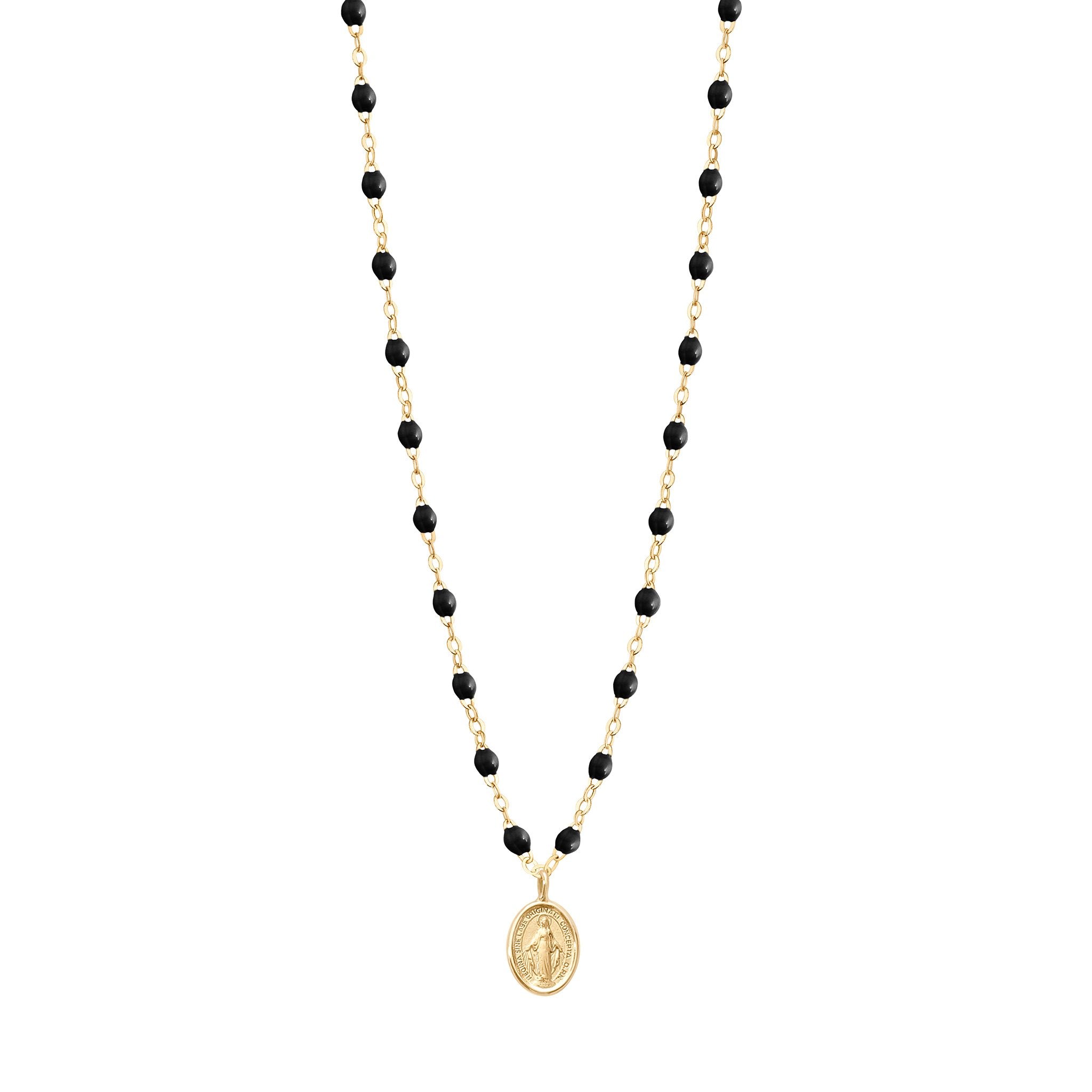Gigi Clozeau - Madone Charm Classic Gigi Black necklace, Yellow Gold, 16.5"