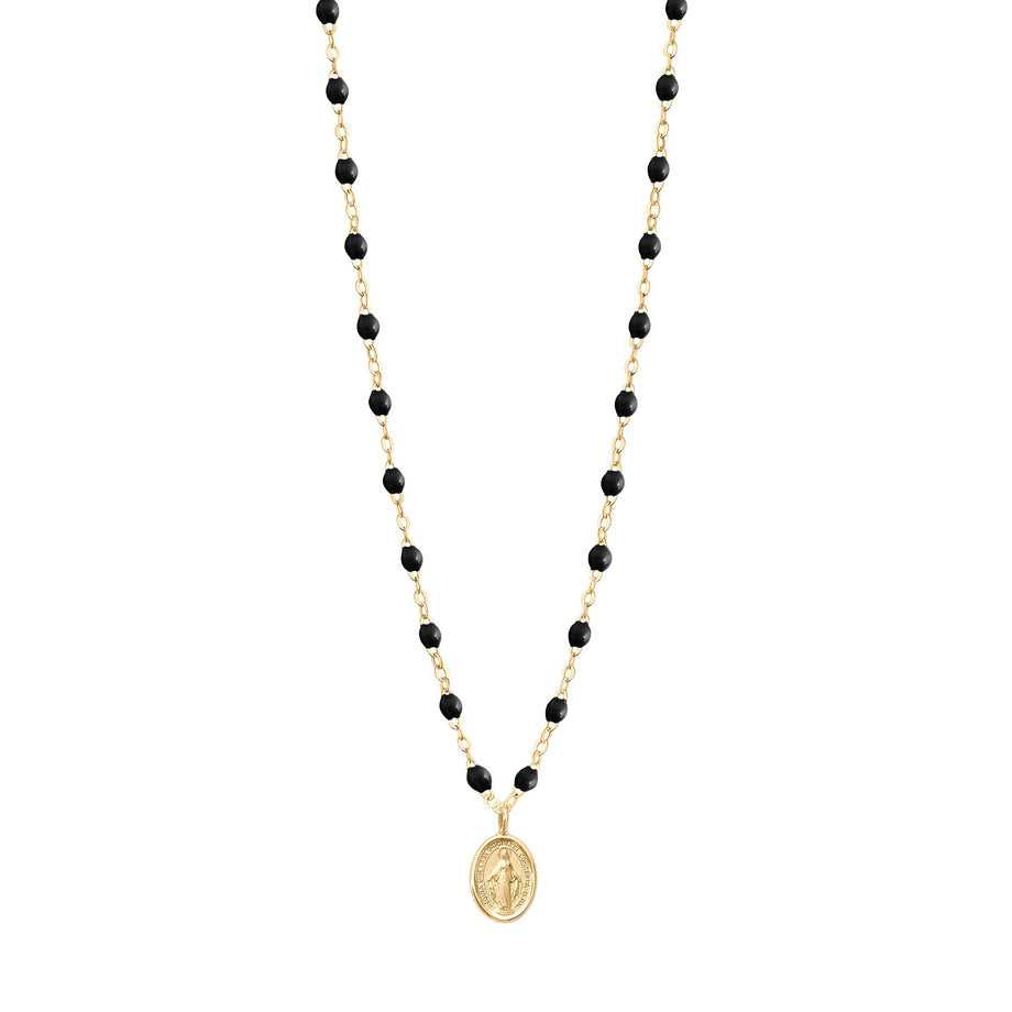 Gigi Clozeau - Madone Charm Classic Gigi Black necklace, Yellow Gold, 16.5