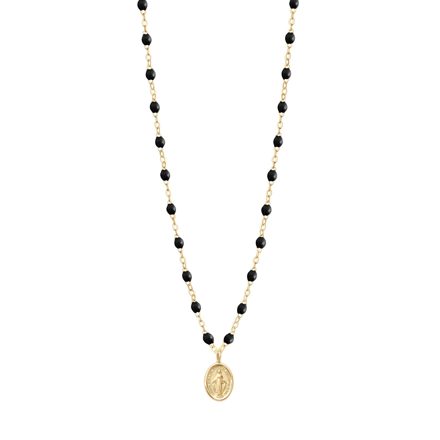 Gigi Clozeau - Madone Charm Classic Gigi Black necklace, Yellow Gold, 16.5"
