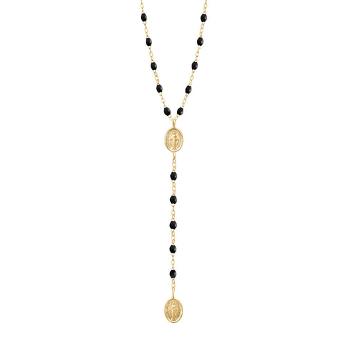 Gigi Clozeau - Madone Charm Classic Gigi Black rosary, Yellow Gold, 16.5