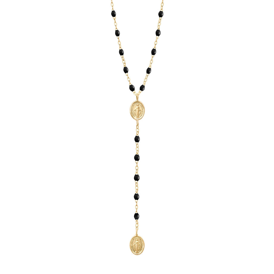 Gigi Clozeau - Madone Charm Classic Gigi Black rosary, Yellow Gold, 16.5