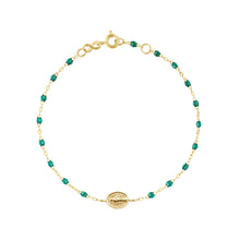 Gigi Clozeau - Madone Charm Classic Gigi Emerald bracelet, Yellow Gold, 6.7"