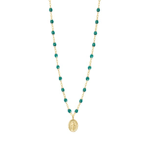 Gigi Clozeau - Madone Charm Classic Gigi Emerald necklace, Yellow Gold, 16.5"