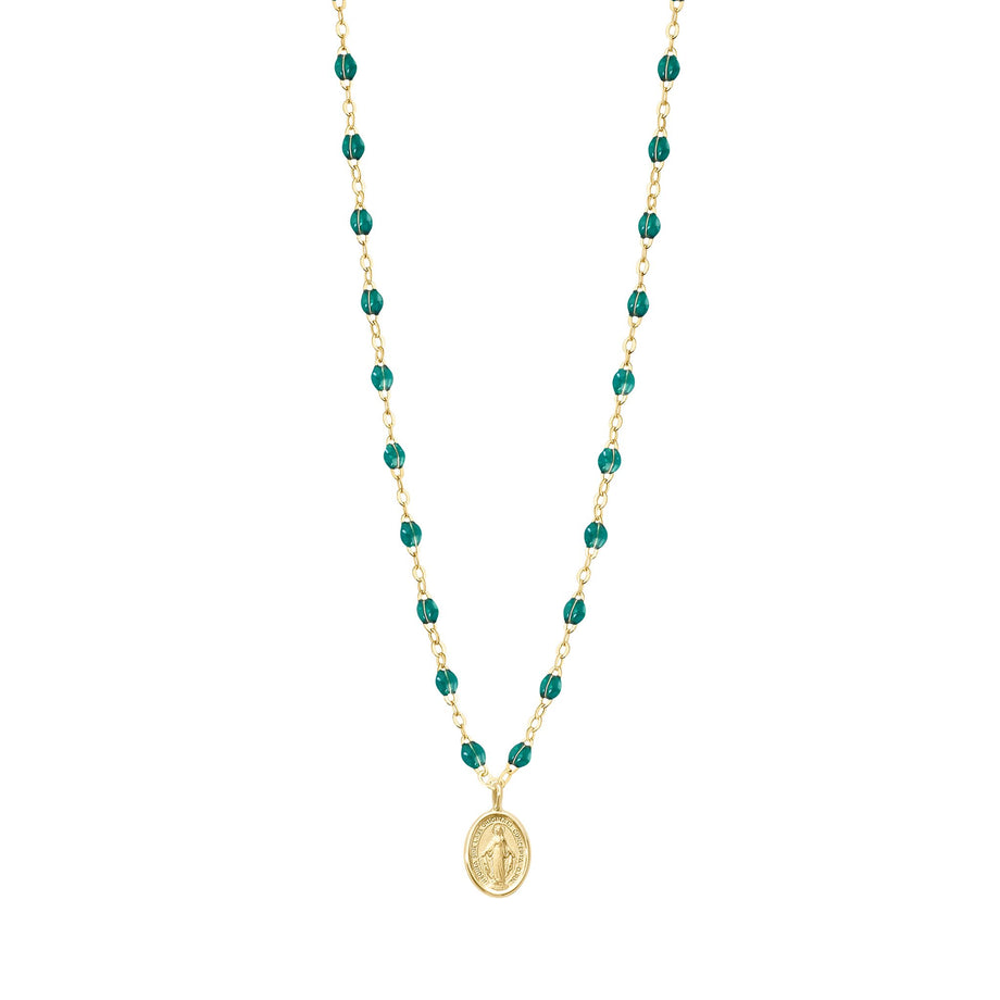 Gigi Clozeau - Madone Charm Classic Gigi Emerald necklace, Yellow Gold, 16.5