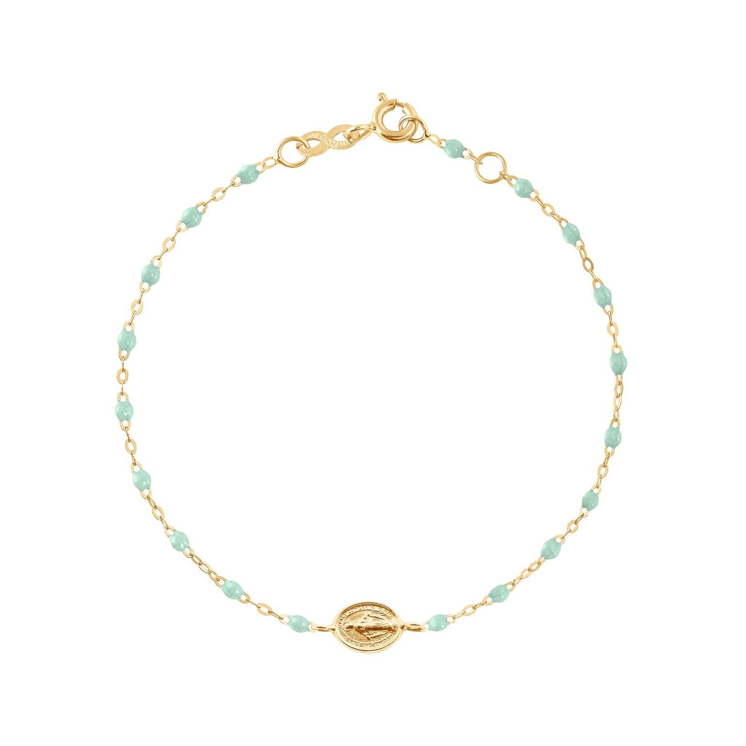 Gigi Clozeau - Madone Charm Classic Gigi Jade bracelet, Yellow Gold, 6.7"