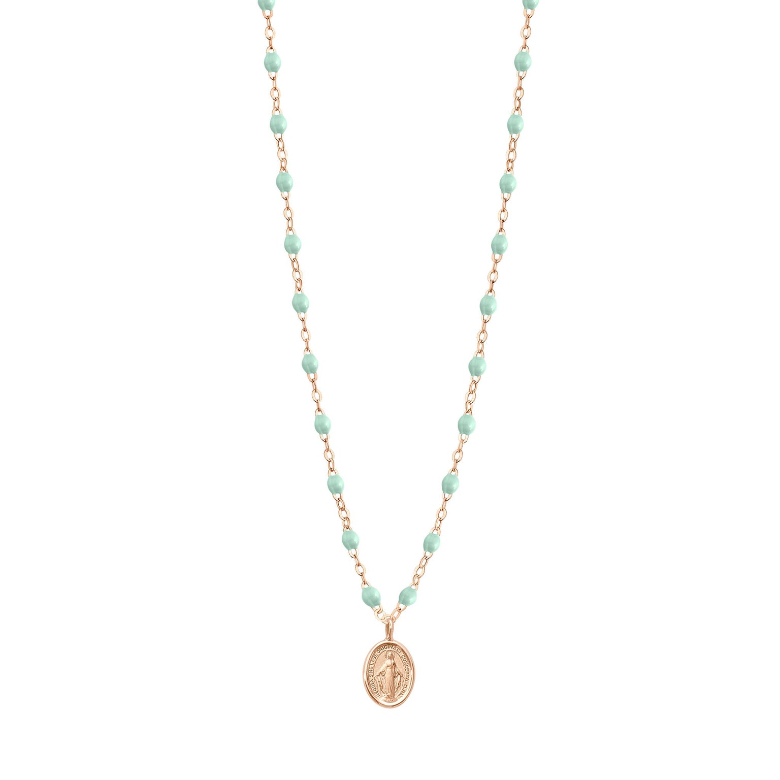 Gigi Clozeau - Madone Charm Classic Gigi Jade necklace, Rose Gold, 16.5"