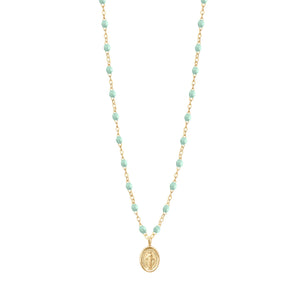 Gigi Clozeau - Madone Charm Classic Gigi Jade necklace, Yellow Gold, 16.5"