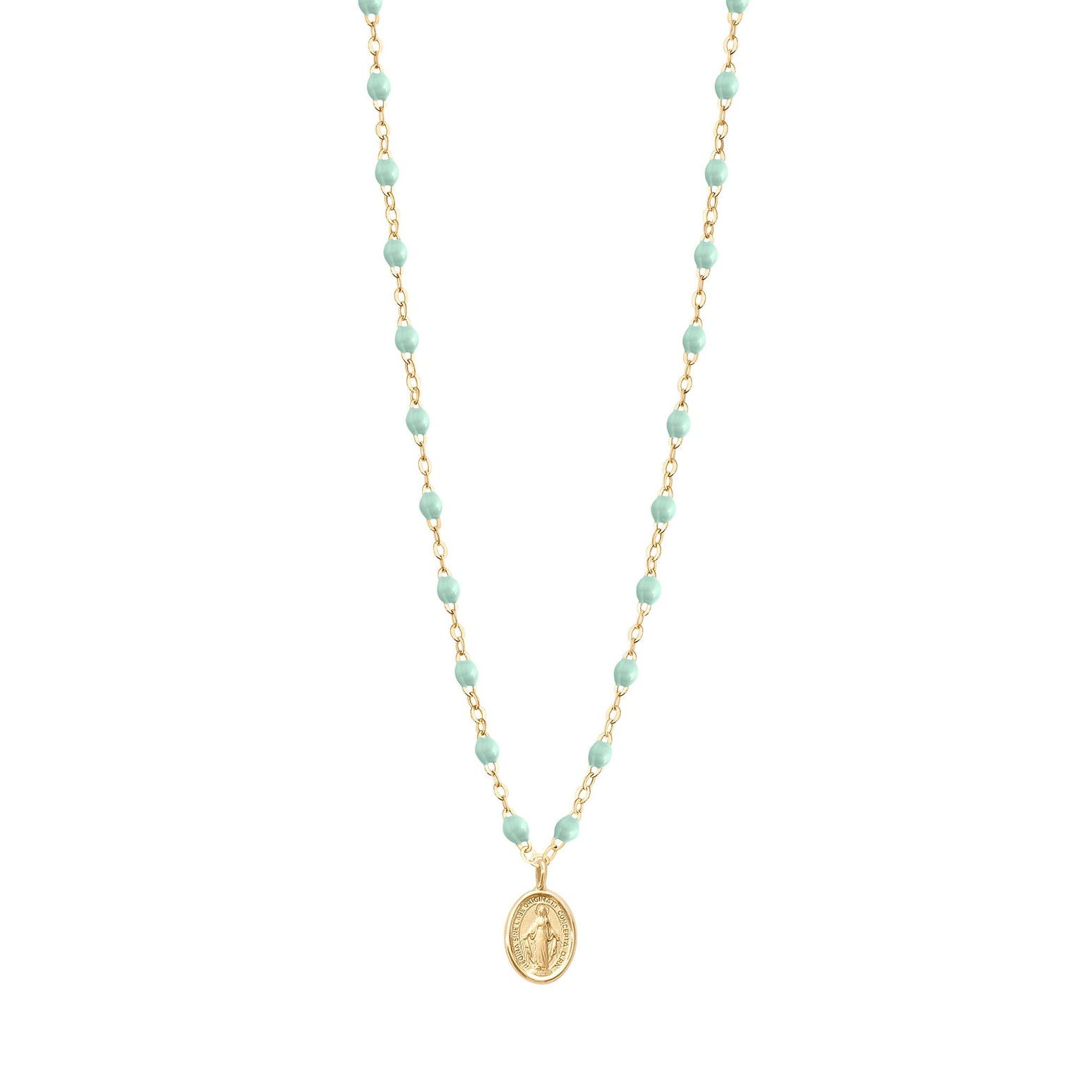 Gigi Clozeau - Madone Charm Classic Gigi Jade necklace, Yellow Gold, 16.5"