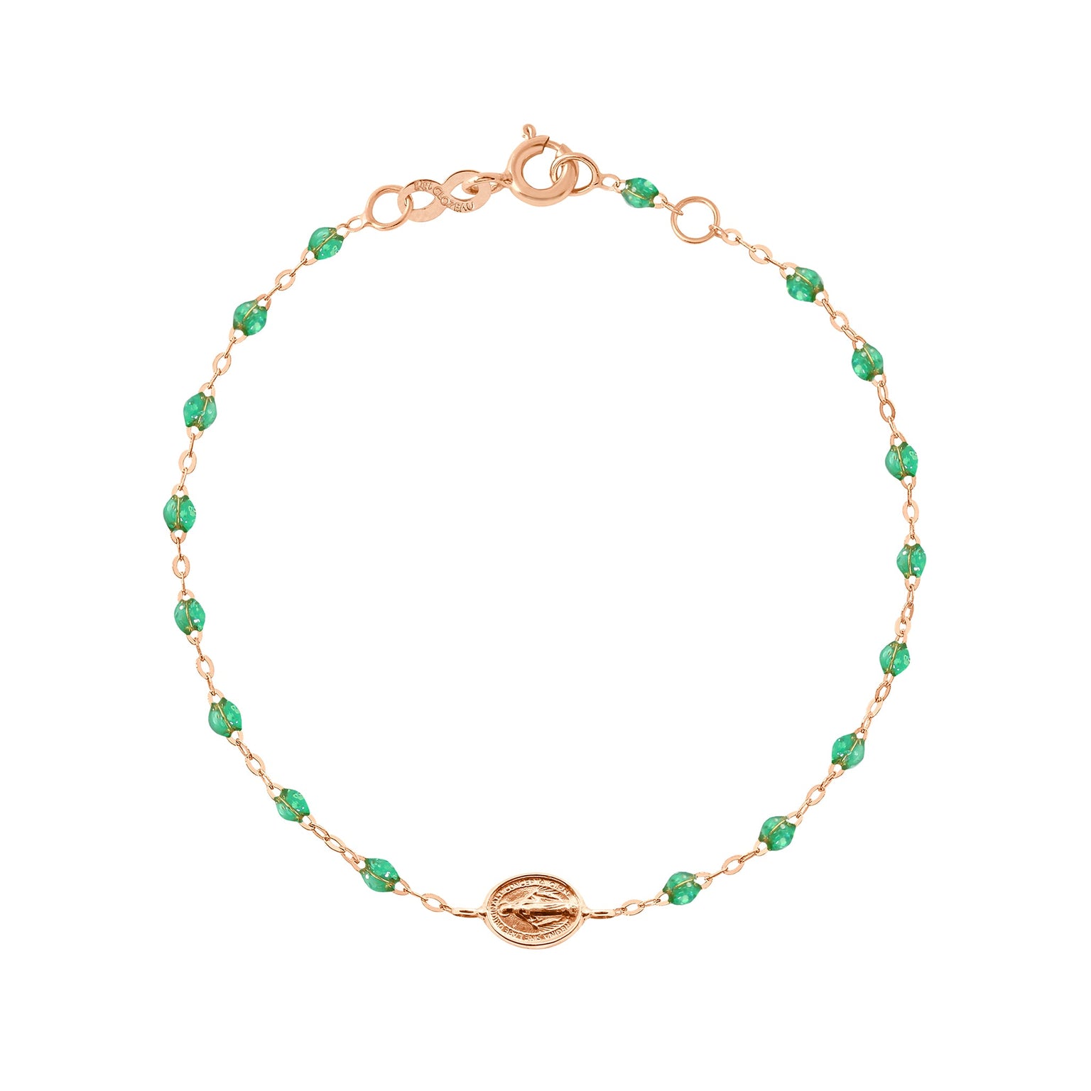 Gigi Clozeau - Madone Charm Classic Gigi Mint Bracelet, Rose Gold, 6.7"